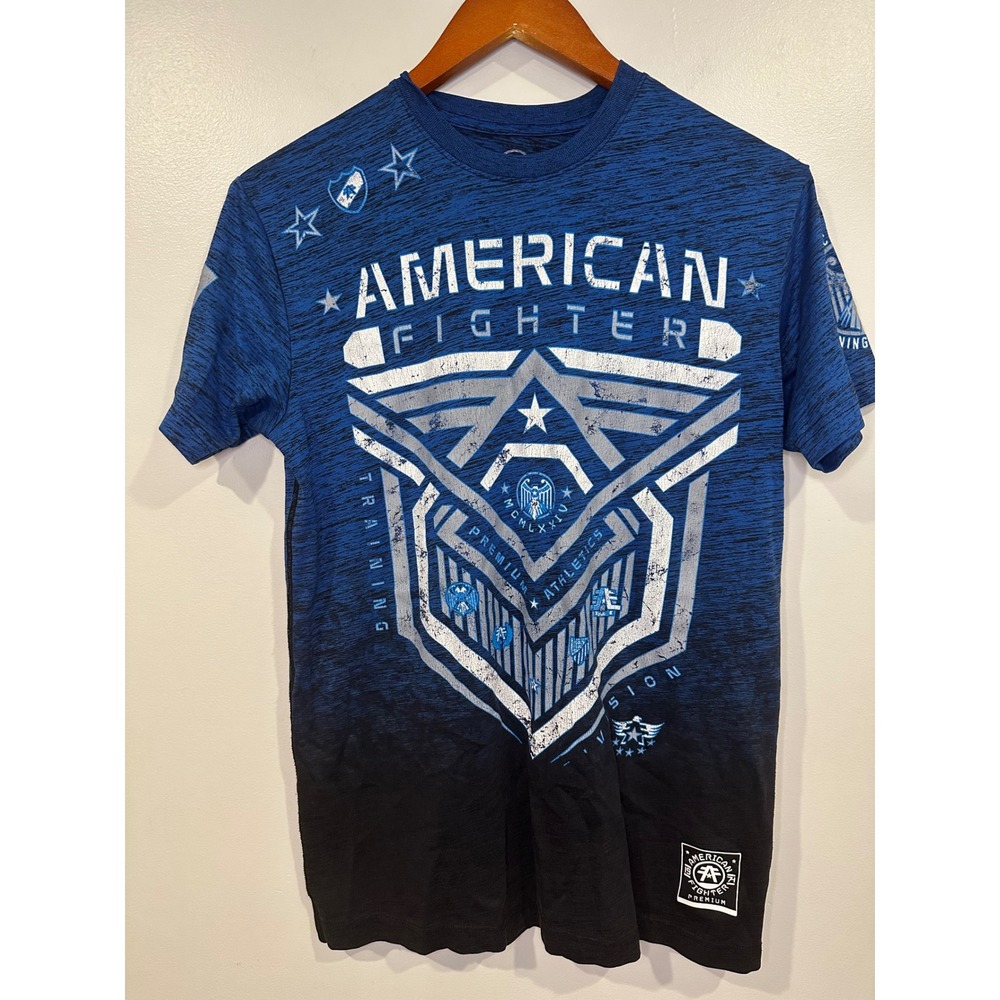 American Fighter Men's Blue Ombre Graphic‎ T-Shirt Training Athletics Size S